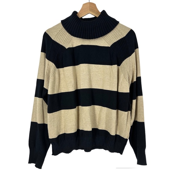 Esprit Polo Neck Sweater Taupe & Black Stripes - Picture 3 of 8